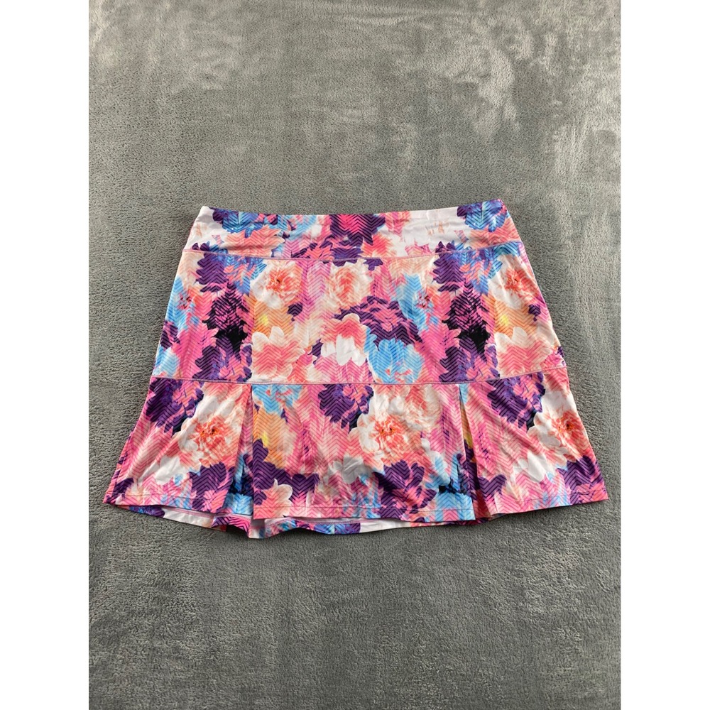 Reel Legends Beachcomber Womens Skort Large Pink Blue Floral Chevron Athletic L